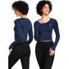 image:imageNELEUS 4 Pack Womens Long Sleeve Crop Tops  Tight Slim Fit Cute with Thumbhole208 Black 2pcs  Navy Blue 2pcs