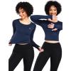image:imageNELEUS 4 Pack Womens Long Sleeve Crop Tops  Tight Slim Fit Cute with Thumbhole208 Black 2pcs  Navy Blue 2pcs