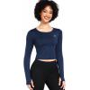 image:imageNELEUS 4 Pack Womens Long Sleeve Crop Tops  Tight Slim Fit Cute with Thumbhole208 Black 2pcs  Navy Blue 2pcs