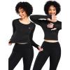 image:imageNELEUS 4 Pack Womens Long Sleeve Crop Tops  Tight Slim Fit Cute with Thumbhole208 Black 2pcs  Navy Blue 2pcs