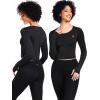 image:imageNELEUS 4 Pack Womens Long Sleeve Crop Tops  Tight Slim Fit Cute with Thumbhole208 Black 4pcs