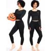 image:imageNELEUS 4 Pack Womens Long Sleeve Crop Tops  Tight Slim Fit Cute with Thumbhole208 Black 4pcs