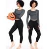 image:imageNELEUS 4 Pack Womens Long Sleeve Crop Tops  Tight Slim Fit Cute with Thumbhole208 Black grey navy Blue white