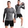 image:imageNELEUS Mens 3 Pack Dry Fit Long Sleeve Compression Shirts Workout Running Shirts5030 Black Red StripeGreyBlue 3 Pack