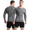 image:imageNELEUS Mens 3 Pack Dry Fit Long Sleeve Compression Shirts Workout Running Shirts5030 Black Red StripeGreyBlue 3 Pack