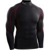image:imageNELEUS Mens Compression Shirts Dry Fit Long Sleeve Mock Neck ShirtsHeatlock Mock NeckblackBlackred StripeGrey