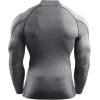 image:imageNELEUS Mens Compression Shirts Dry Fit Long Sleeve Mock Neck ShirtsHeatlock Mock NeckblackBlackred StripeGrey