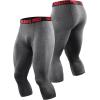 image:imageNELEUS Mens Dry Fit Compression Pants Workout Running LeggingsCapris Black Red StripeGreyRed 3 Pack