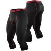image:imageNELEUS Mens Dry Fit Compression Pants Workout Running LeggingsCapris Black Red StripeGreyRed 3 Pack