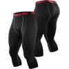 image:imageNELEUS Mens Dry Fit Compression Pants Workout Running LeggingsCapris BlackRed StripeGrey Stripe 3 Pack
