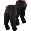 image:imageNELEUS Mens Dry Fit Compression Pants Workout Running LeggingsCapris BlackRed StripeGrey Stripe 3 Pack