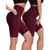 image:imageNELEUS Womens 8 Biker Shorts High Waist Tummy Control Workout Running Shorts for Gym Yoga9044 BlackGreyRed 3 Pack
