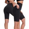 image:imageNELEUS Womens 8 Biker Shorts High Waist Tummy Control Workout Running Shorts for Gym Yoga9044 BlackGreyRed 3 Pack