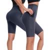 image:imageNELEUS Womens 8 Biker Shorts High Waist Tummy Control Workout Running Shorts for Gym Yoga9044 BlackGreyRed 3 Pack