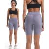 image:imageNELEUS Womens 8 Biker Shorts High Waist Tummy Control Workout Running Shorts for Gym Yoga9119 BlackGreyPurple 3 Pack
