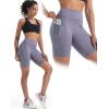 image:imageNELEUS Womens 8 Biker Shorts High Waist Tummy Control Workout Running Shorts for Gym Yoga9119 BlackGreyPurple 3 Pack