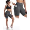 image:imageNELEUS Womens 8 Biker Shorts High Waist Tummy Control Workout Running Shorts for Gym Yoga9119 BlackGreyRed 3 Pack