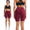 image:imageNELEUS Womens 8 Biker Shorts High Waist Tummy Control Workout Running Shorts for Gym Yoga9119 BlackRedDark Navy 3 Pack