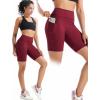 image:imageNELEUS Womens 8 Biker Shorts High Waist Tummy Control Workout Running Shorts for Gym Yoga9119 BlackRedDark Navy 3 Pack