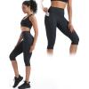 image:imageNELEUS Womens Tummy Control High Waist Capri Running Leggings Yoga Pants with Pocket9120 BlackGrey 2 Pack