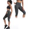 image:imageNELEUS Womens Tummy Control High Waist Capri Running Leggings Yoga Pants with Pocket9120 BlackGreyDark Navy 3 Pack