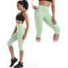 image:imageNELEUS Womens Tummy Control High Waist Capri Running Leggings Yoga Pants with Pocket9120 BlackGreyLight Green 3 Pack