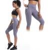 image:imageNELEUS Womens Tummy Control High Waist Capri Running Leggings Yoga Pants with Pocket9120 BlackGreyPurple 3 Pack