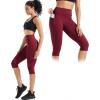 image:imageNELEUS Womens Tummy Control High Waist Capri Running Leggings Yoga Pants with Pocket9120 BlackRed 2 Pack