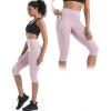 image:imageNELEUS Womens Tummy Control High Waist Capri Running Leggings Yoga Pants with Pocket9120 PinkLight Green 2 Pack