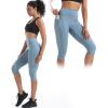 image:imageNELEUS Womens Tummy Control High Waist Capri Running Leggings Yoga Pants with Pocket9120 PurpleLight Blue 2 Pack