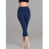 image:imageNELEUS Womens Tummy Control High Waist Capri Running Leggings Yoga Pants with PocketZ109 BlackNavy Blue 2 Pack