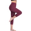 image:imageNELEUS Womens Tummy Control High Waist Capri Running Leggings Yoga Pants with PocketZ109 RedBurgundyRose Red 3 Pack