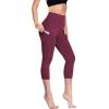 image:imageNELEUS Womens Tummy Control High Waist Capri Running Leggings Yoga Pants with PocketZ109 RedBurgundyRose Red 3 Pack