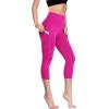 image:imageNELEUS Womens Tummy Control High Waist Capri Running Leggings Yoga Pants with PocketZ109 RedBurgundyRose Red 3 Pack