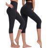 image:imageNELEUS Womens Yoga Running Capris Tummy Control High Waist Workout Pants9042 BlackGrey 2 Pack