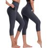 image:imageNELEUS Womens Yoga Running Capris Tummy Control High Waist Workout Pants9042 BlackGreyRed 3 Pack