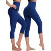 image:imageNELEUS Womens Yoga Running Capris Tummy Control High Waist Workout Pants9042 BlueGreyRed 3 Pack