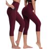 image:imageNELEUS Womens Yoga Running Capris Tummy Control High Waist Workout Pants9042 BlueGreyRed 3 Pack