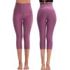 image:imageNELEUS Womens Yoga Running Capris Tummy Control High Waist Workout Pants9042 PinkRed 2 Pack