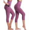 image:imageNELEUS Womens Yoga Running Capris Tummy Control High Waist Workout Pants9042 PinkRed 2 Pack
