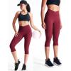 image:imageNELEUS Womens Yoga Running Capris Tummy Control High Waist Workout Pants9123 BlackGreyRed 3 Pack