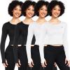 image:imageNELEUS 4 Pack Womens Long Sleeve Crop Tops  Tight Slim Fit Cute with Thumbhole208 Black 2pcs  White 2pcs
