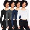 image:imageNELEUS 4 Pack Womens Long Sleeve Crop Tops  Tight Slim Fit Cute with Thumbhole208 Black grey navy Blue white