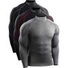 image:imageNELEUS Mens Compression Shirts Dry Fit Long Sleeve Mock Neck ShirtsHeatlock Mock NeckblackBlackred StripeGrey