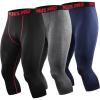 Capris: Black (Red Stripe)/Grey/Navy Blue 3 Pack