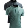 image:imageNELEUS Mens Dry Fit Performance Athletic Shirt with Hoods5063 2 Pack slate GreyLight Green