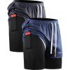 image:imageNELEUS Mens Lightweight Workout Athletic Shorts with Pockets6071 Dark Greyblack dark Blue 2 Pack