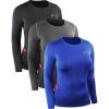 image:imageNELEUS Womens 3 Pack Athletic Compression Long Sleeve T Shirt Dry Fit8075 BlackGreyBlue 3 Pack