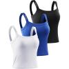 image:imageNELEUS Womens 3 Pack Athletic Compression Tank Top with Sport Bra Running Shirt8088 BlackBlueWhite