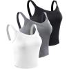 image:imageNELEUS Womens 3 Pack Athletic Cropped Tank Top Padded Bra with Removable Cups Workout Compression Shirts8196BlackGreyWhiteL